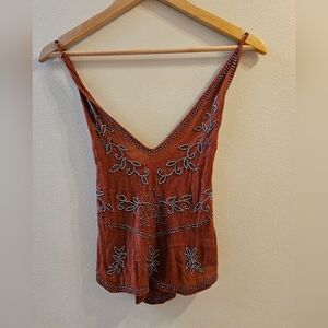 burnt orange cross over beaded cropped tank free people!